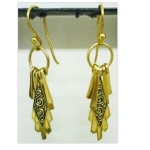 BEAUTIFUL GOLD PLATED .925 STERLING SILVER DANGLING EARRINGS